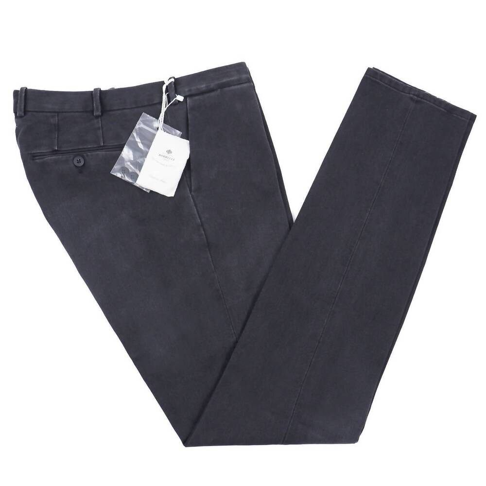 NEW LUIGI BORRELLI NAPOLI men's slim-fit denim chinos in gray-black